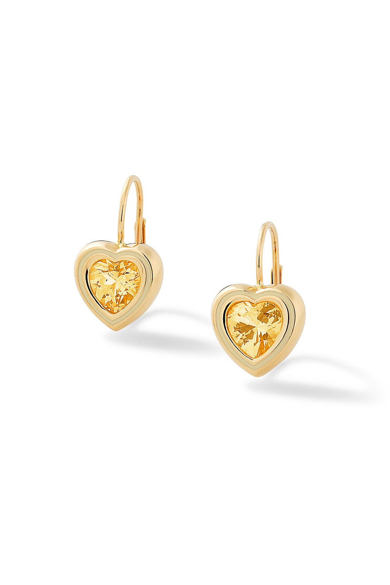 Madison Heart Bezel Drop Earrings - In Stock
