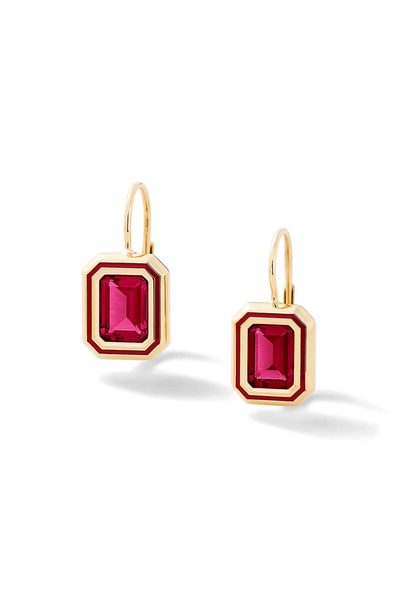 Madison Rectangle Bezel Drop Earrings - In Stock