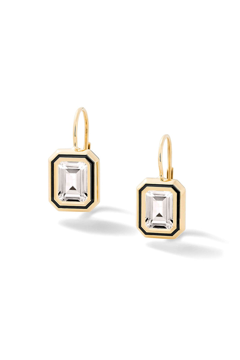 Madison Rectangle Bezel Drop Earrings - In Stock
