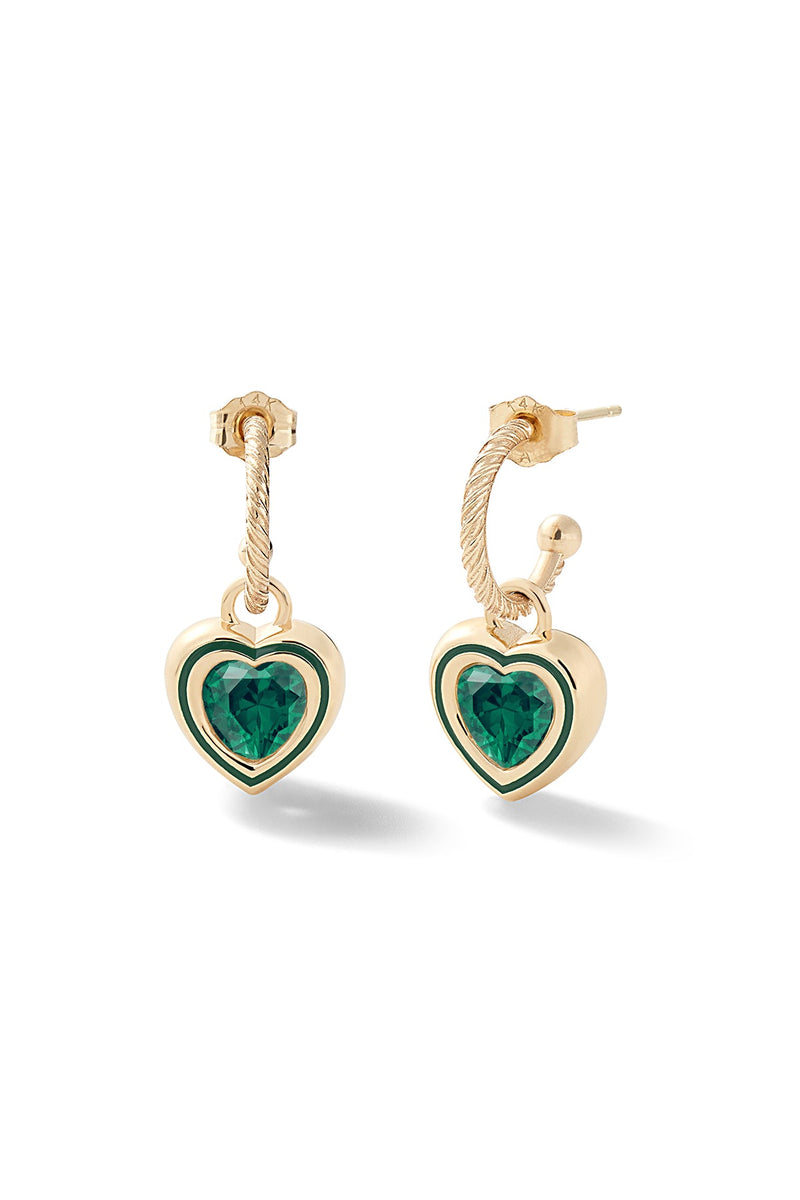 Madison Hoops with Heart Bezel Charm - In Stock