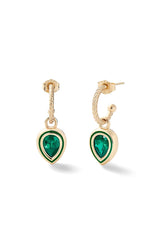 Madison Hoops with Pear Bezel Charm - In Stock