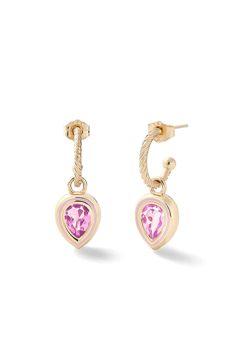 Madison Hoops with Pear Bezel Charm - In Stock