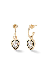 Madison Hoops with Pear Bezel Charm - In Stock