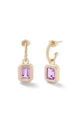 Madison Hoops with Rectangle Bezel Charm - In Stock