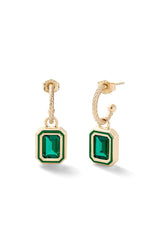 Madison Hoops with Rectangle Bezel Charm - In Stock
