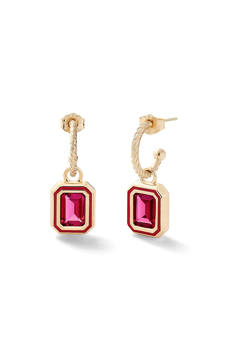 Madison Hoops with Rectangle Bezel Charm - In Stock