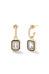 Madison Hoops with Rectangle Bezel Charm - In Stock