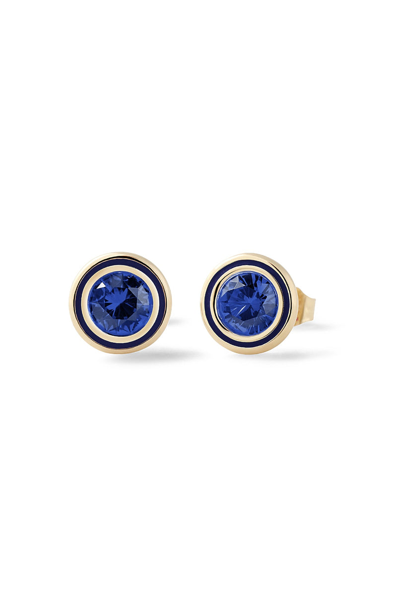 Madison Round Bezel Stud Earrings - In Stock