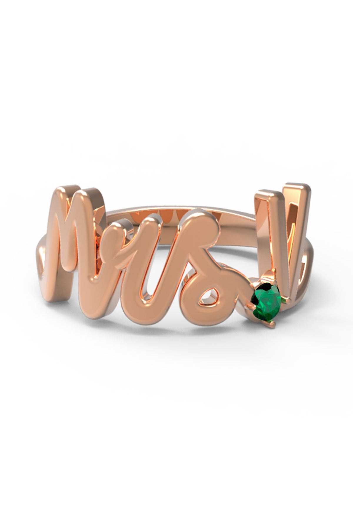 V / Rose Gold / Emerald