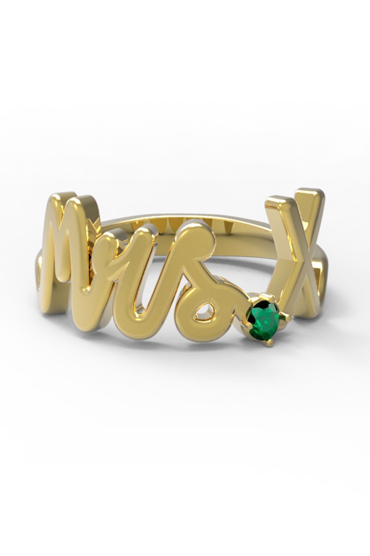 X / Yellow Gold / Emerald