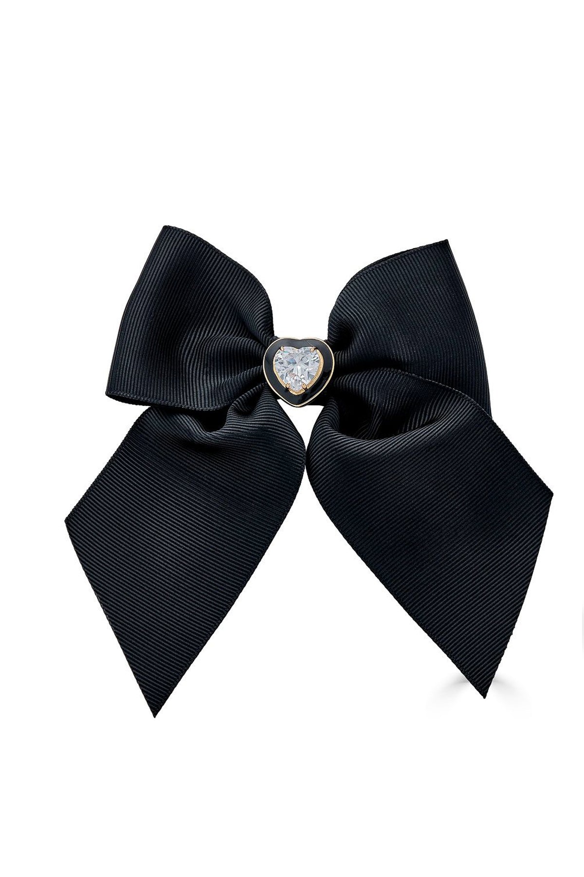 Black bow with a heart-shaped center on a white background