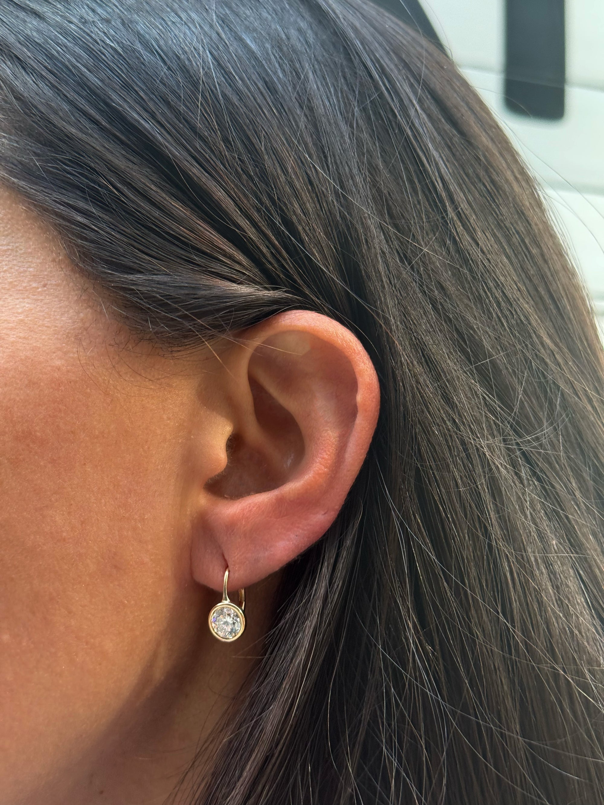 Diamond Bezel Drop Earrings