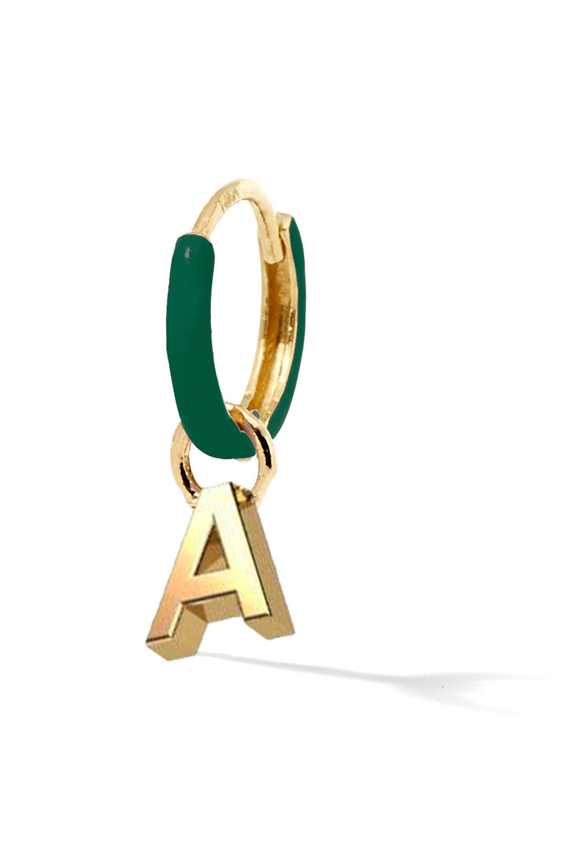 Letter Enamel Huggie - Vert