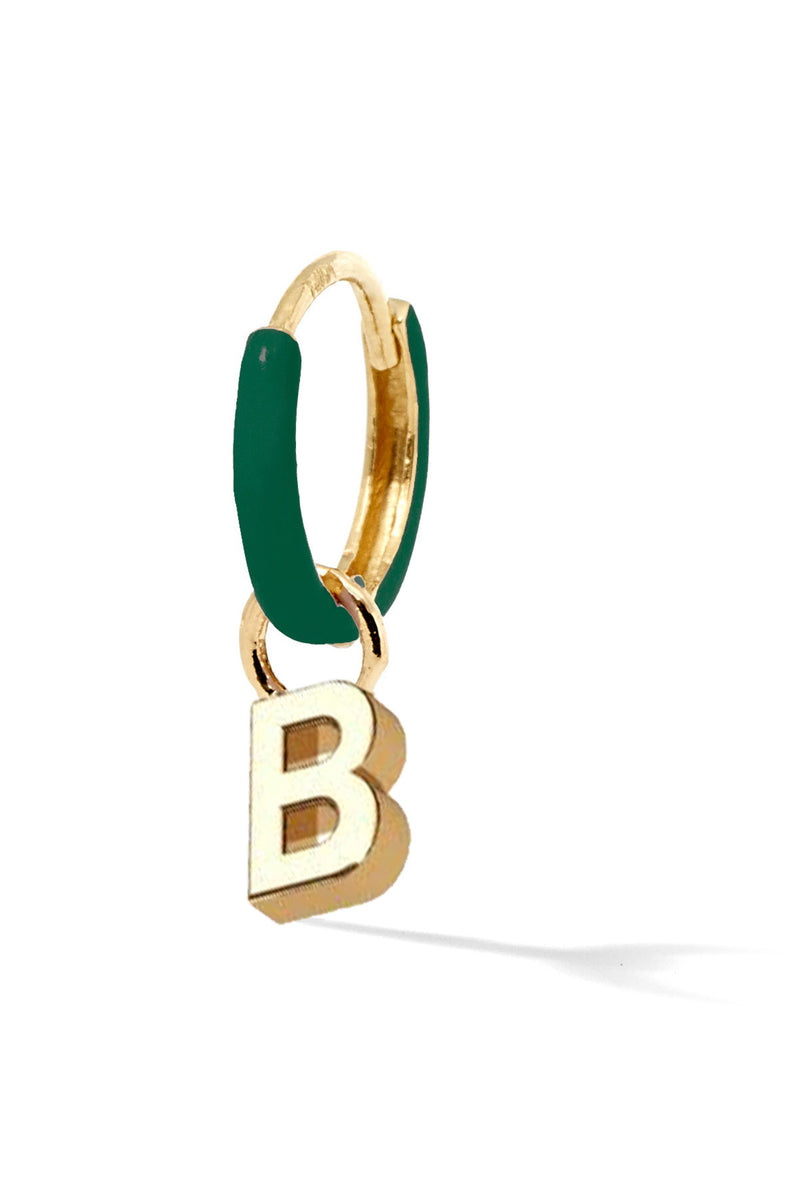 Letter Enamel Huggie - Vert