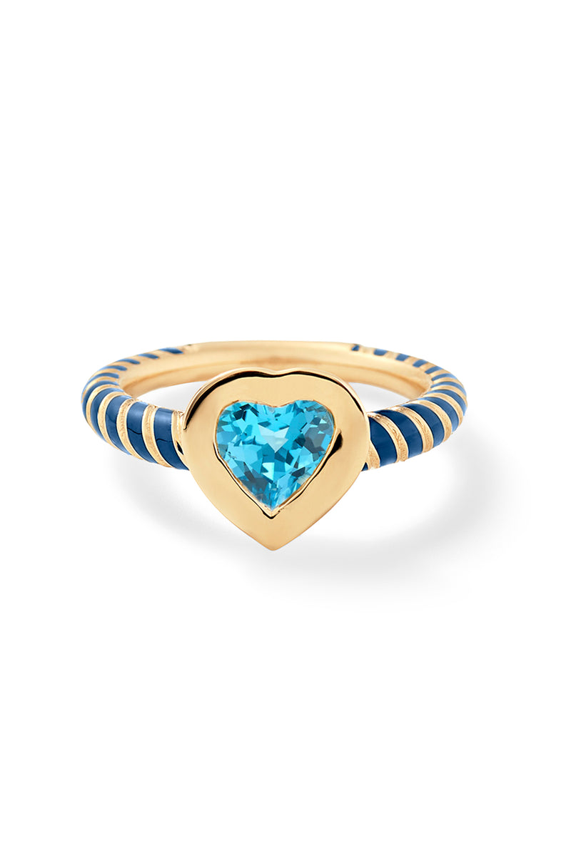 Bezel Streamer Heart Ring