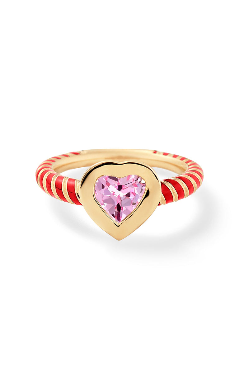 Bezel Streamer Heart Ring - In Stock