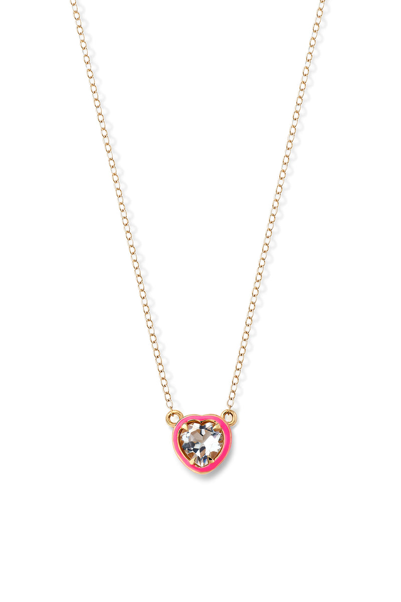 Heart Cocktail Necklace - White Topaz