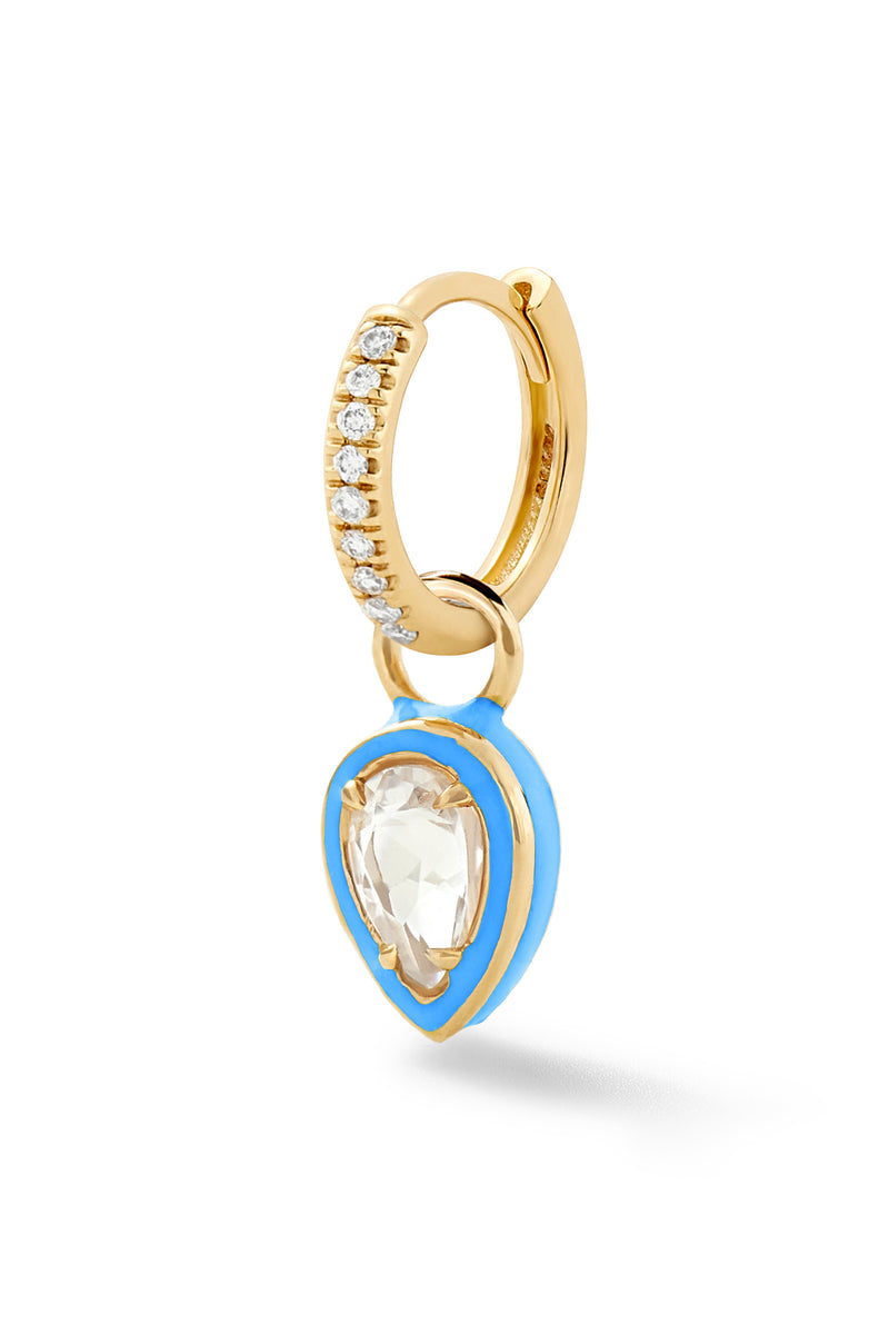 Pear Cocktail Huggie - White Topaz