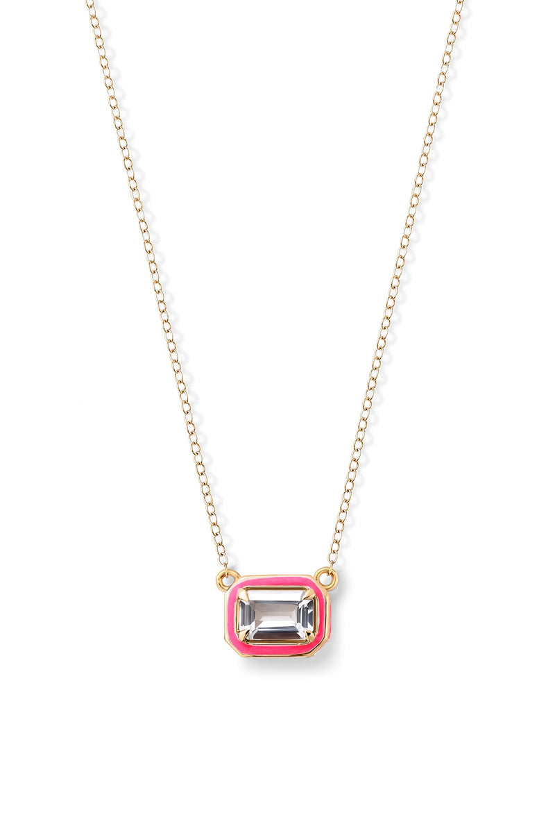 Rectangular Cocktail Necklace - White Topaz - In Stock