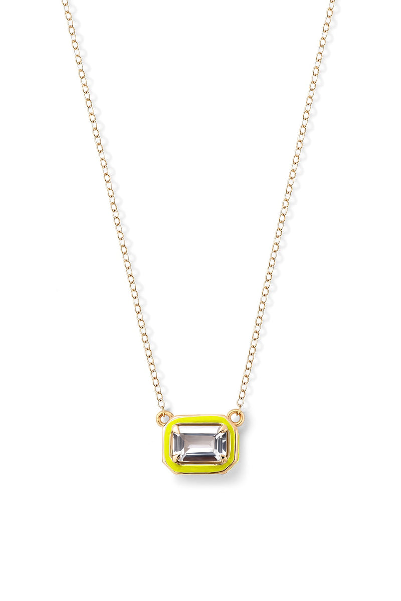 Rectangular Cocktail Necklace - White Topaz - In Stock