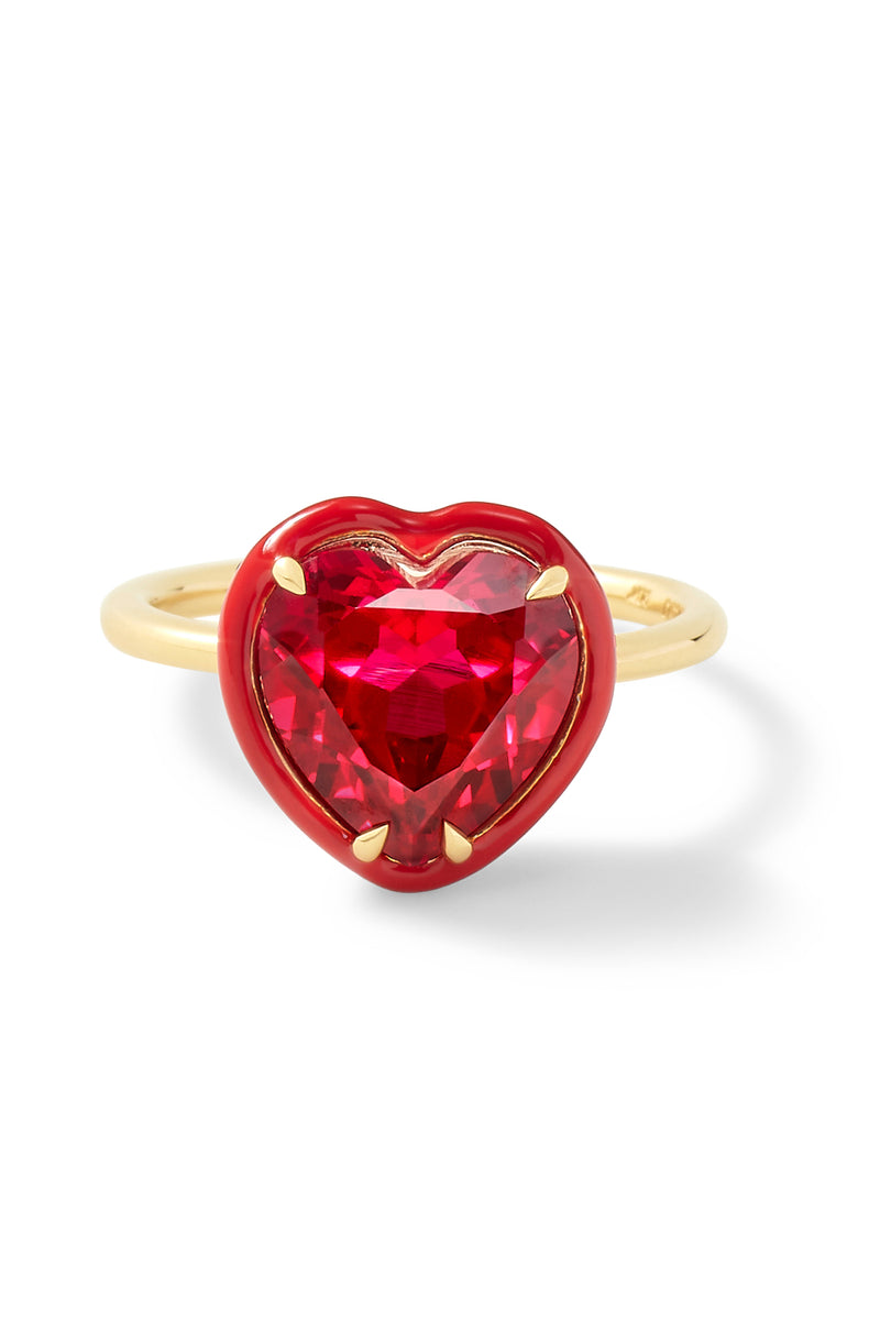 Gold Trippiest heart citrine, enamel & 14kt gold ring, Alison Lou