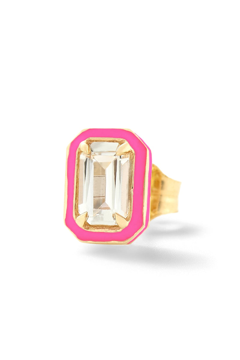 Mini Rectangular Cocktail Stud - White Topaz - In Stock