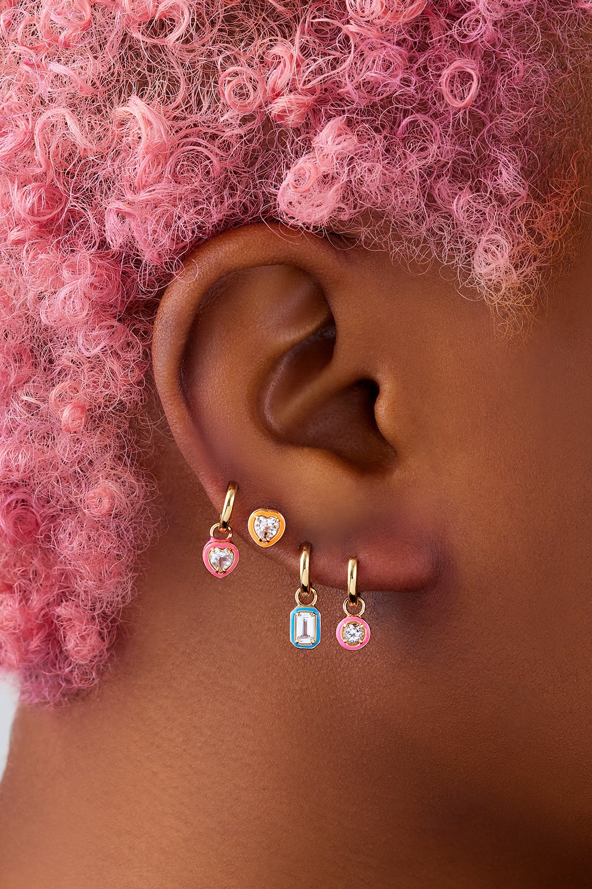 Heart Cocktail Huggie White Topaz - Main Image