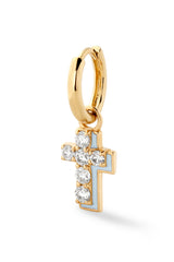 Diamond Cross with Enamel Shadow Huggie