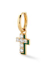 Diamond Cross with Enamel Shadow Huggie