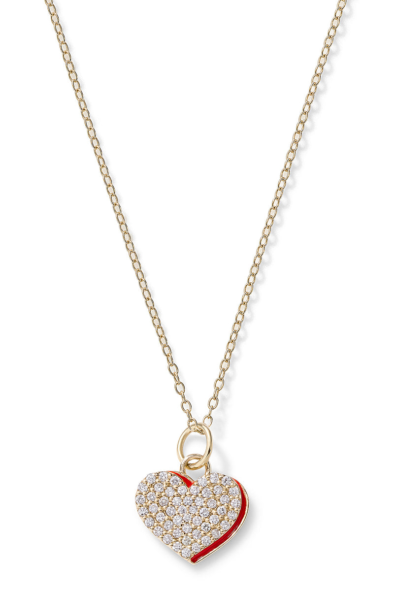 Diamond Heart Necklace with Enamel Shadow