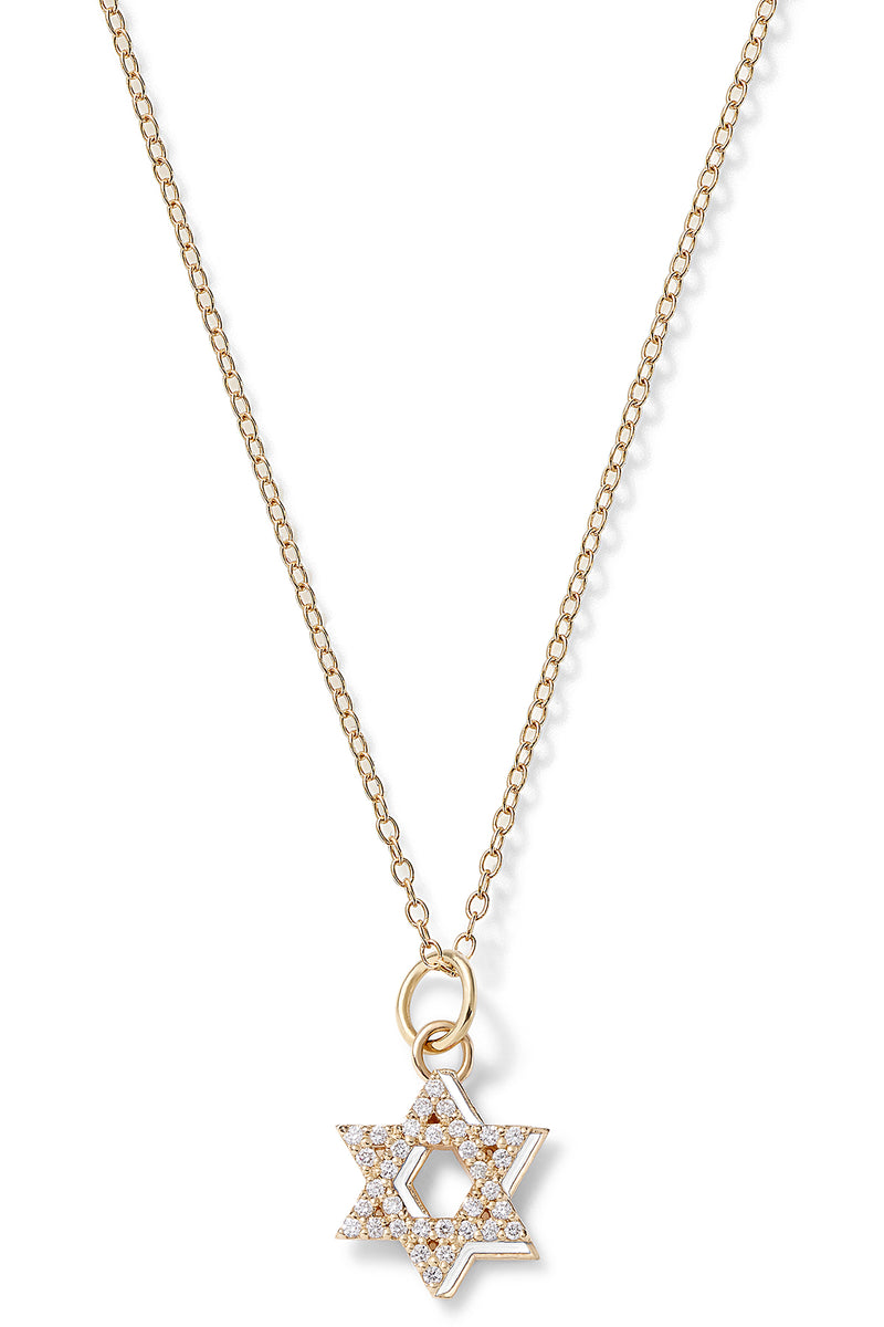 Diamond Star of David with Enamel Shadow Necklace