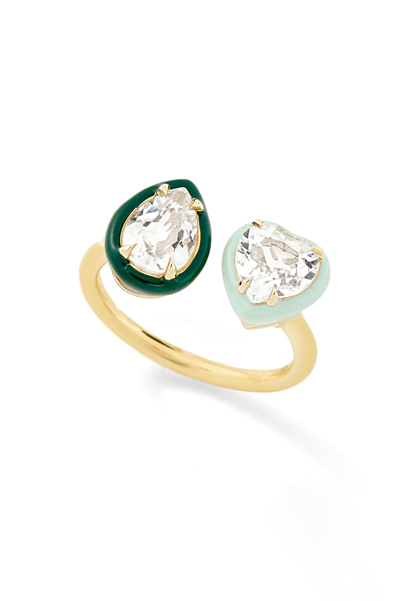 Buy Infinity 14K Gold with Black & White Diamond Two Stone Statement Ring  Online | Natori