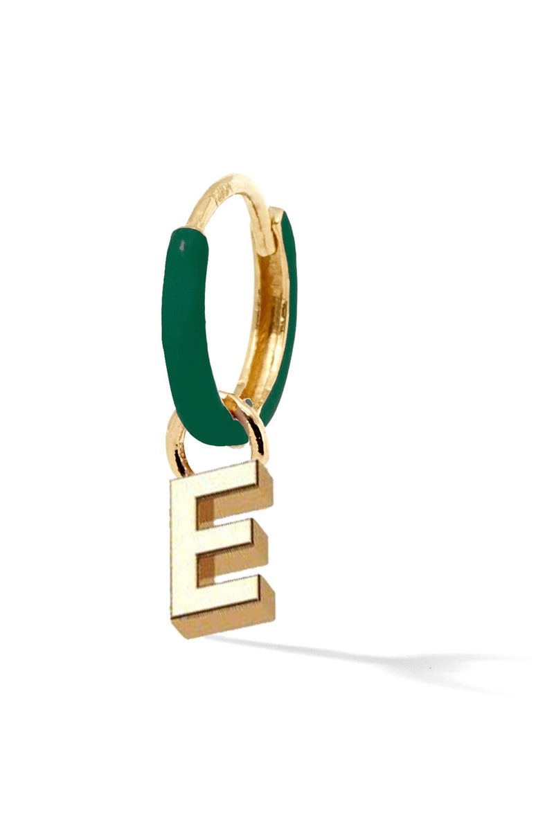 Letter Enamel Huggie - Vert