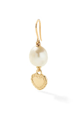 Solid Heart Streamer Pearl Drop Earring