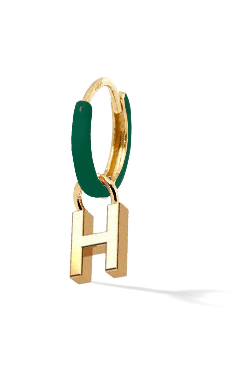 Letter Enamel Huggie - Vert