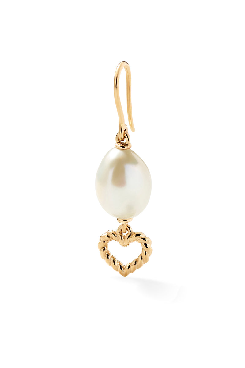 Heart Streamer Pearl Drop Earring