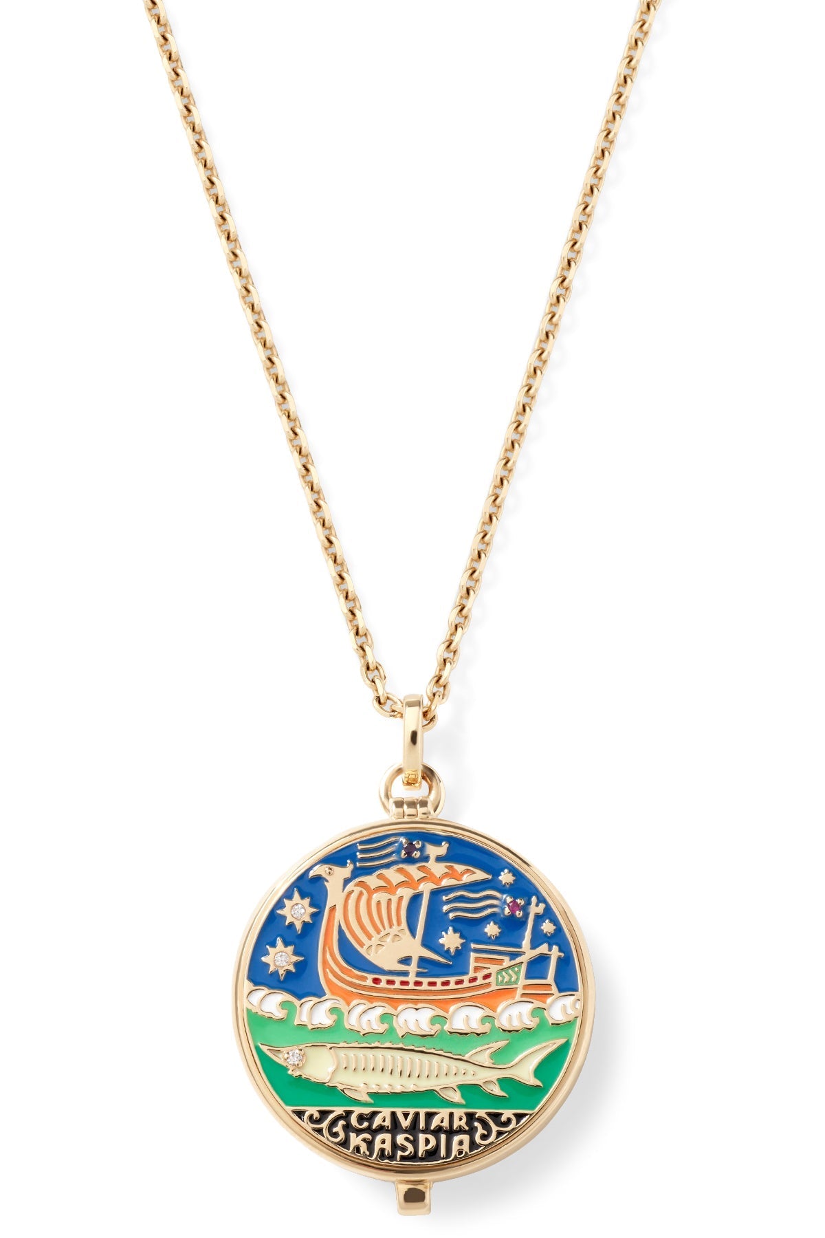 Caviar Kaspia Necklace with Large Caviar Tin Pendant - Madison