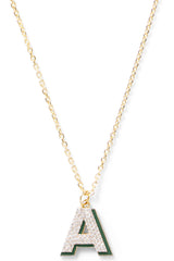Diamond Letter with Enamel Shadow Necklace - In Stock