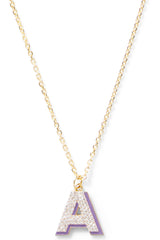 Diamond Letter with Enamel Shadow Necklace - In Stock