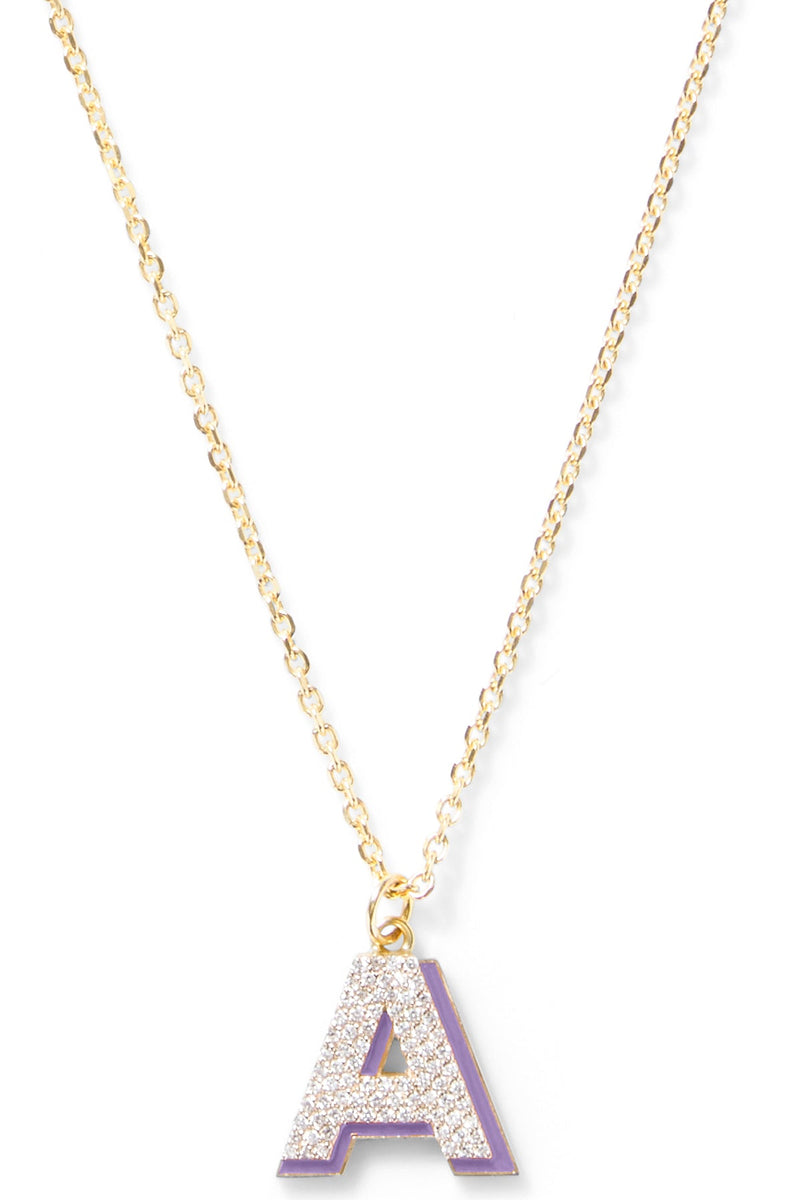 Diamond Letter with Enamel Shadow Necklace - In Stock