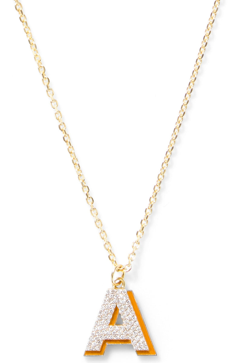 Diamond Letter with Enamel Shadow Necklace - In Stock