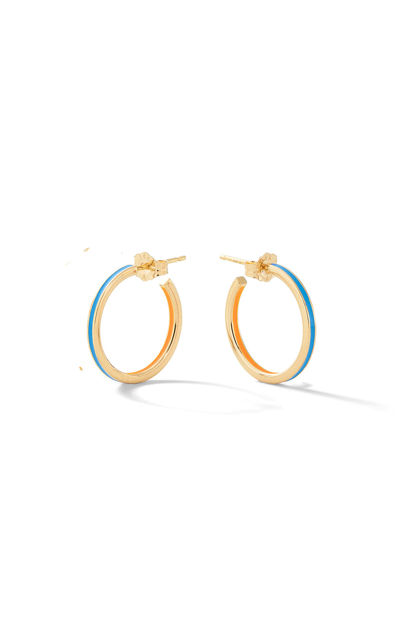 Small Double Enamel Linear Hoop Earrings