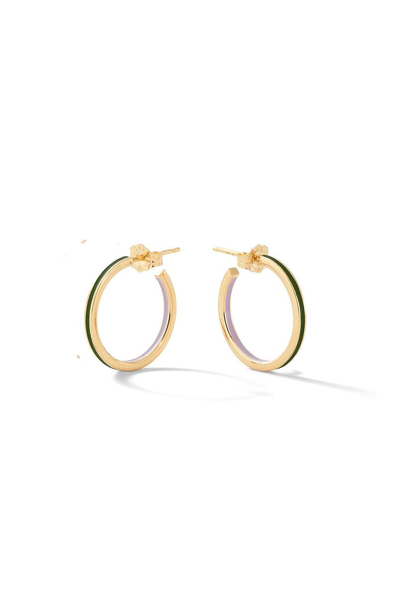 Small Double Enamel Linear Hoop Earrings
