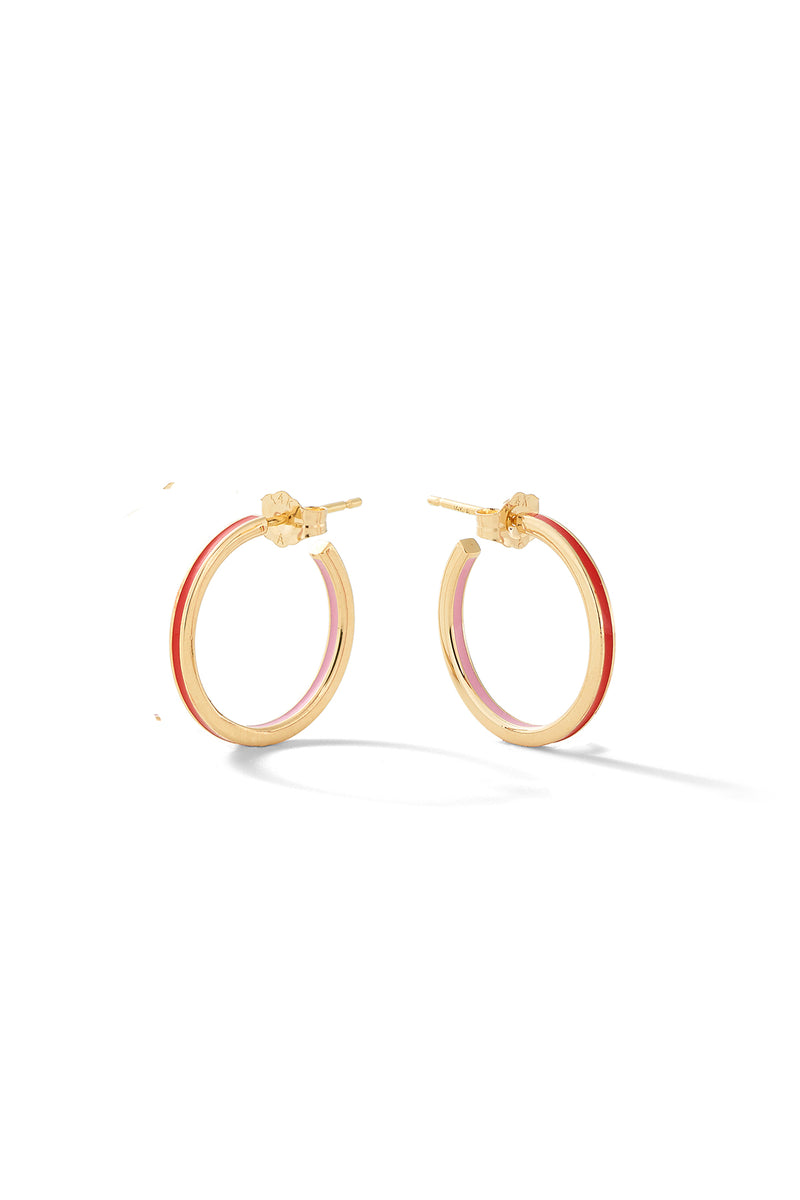 Small Double Enamel Linear Hoop Earrings