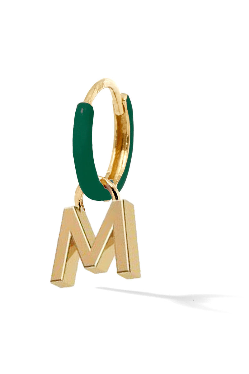 Letter Enamel Huggie - Vert