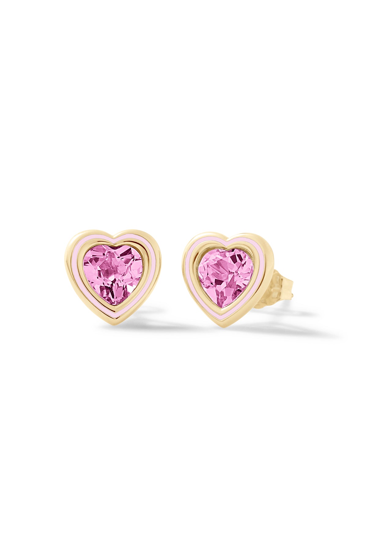 Diamond And Ruby Earrings In 14k Gold Heart Earring Studs, 5x5mm - Foto 4