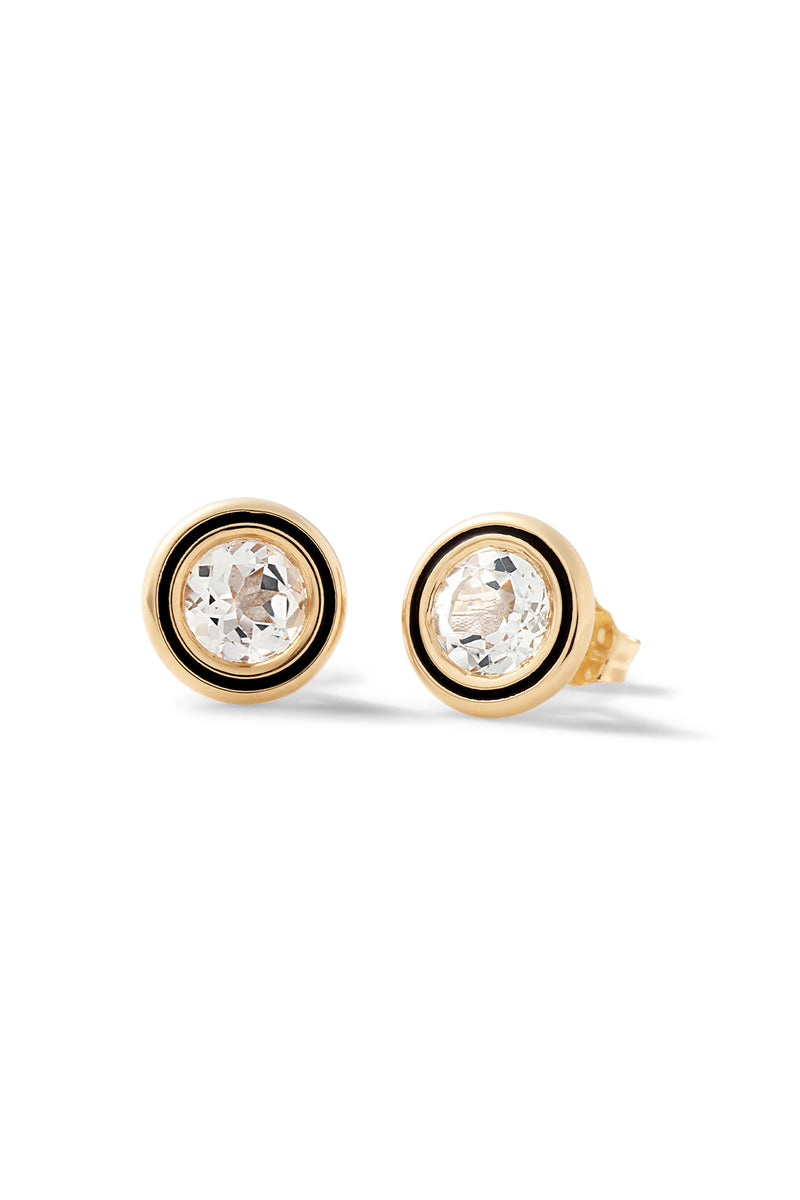 Madison Round Bezel Stud Earrings