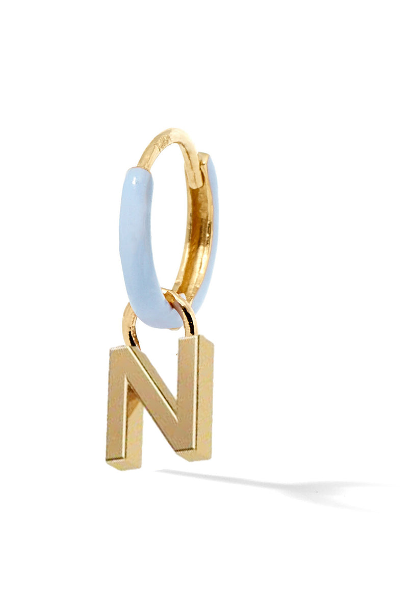 Letter Enamel Huggie - Bleu Clair