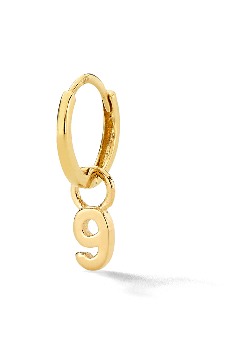 Number Gold Huggie