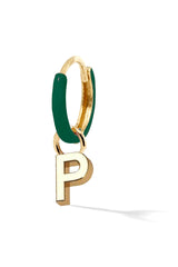 Letter Enamel Huggie - Vert